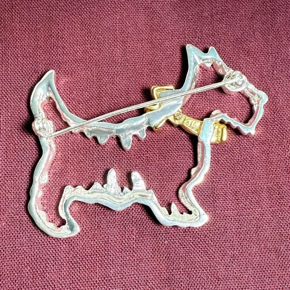 Napier Gold and Silver Scottish Dog Brooch - Picture 2 of 5